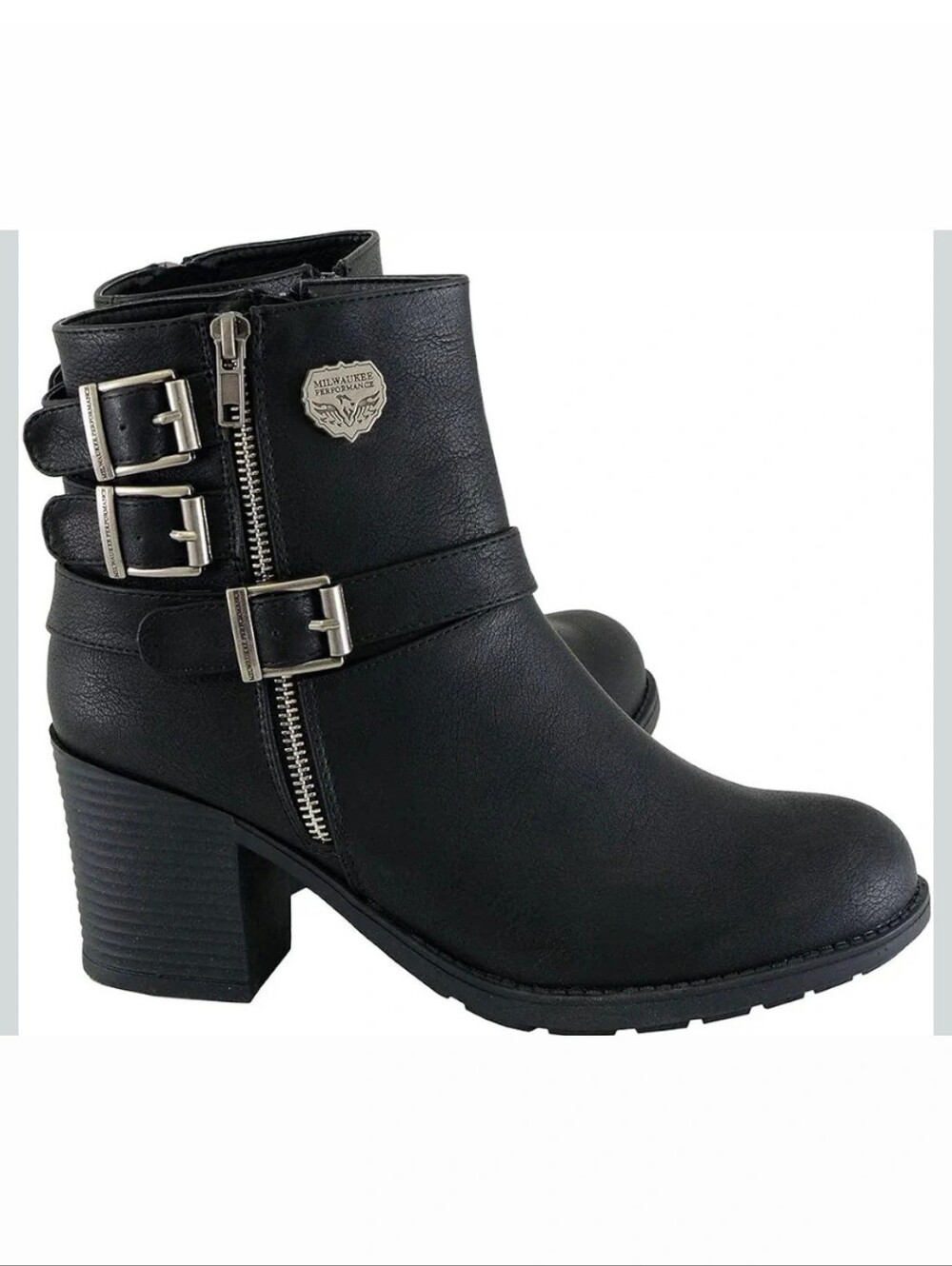Milwaukee Leather Booties Combat Moto Boots SZ9 Black Buckles And Zippers